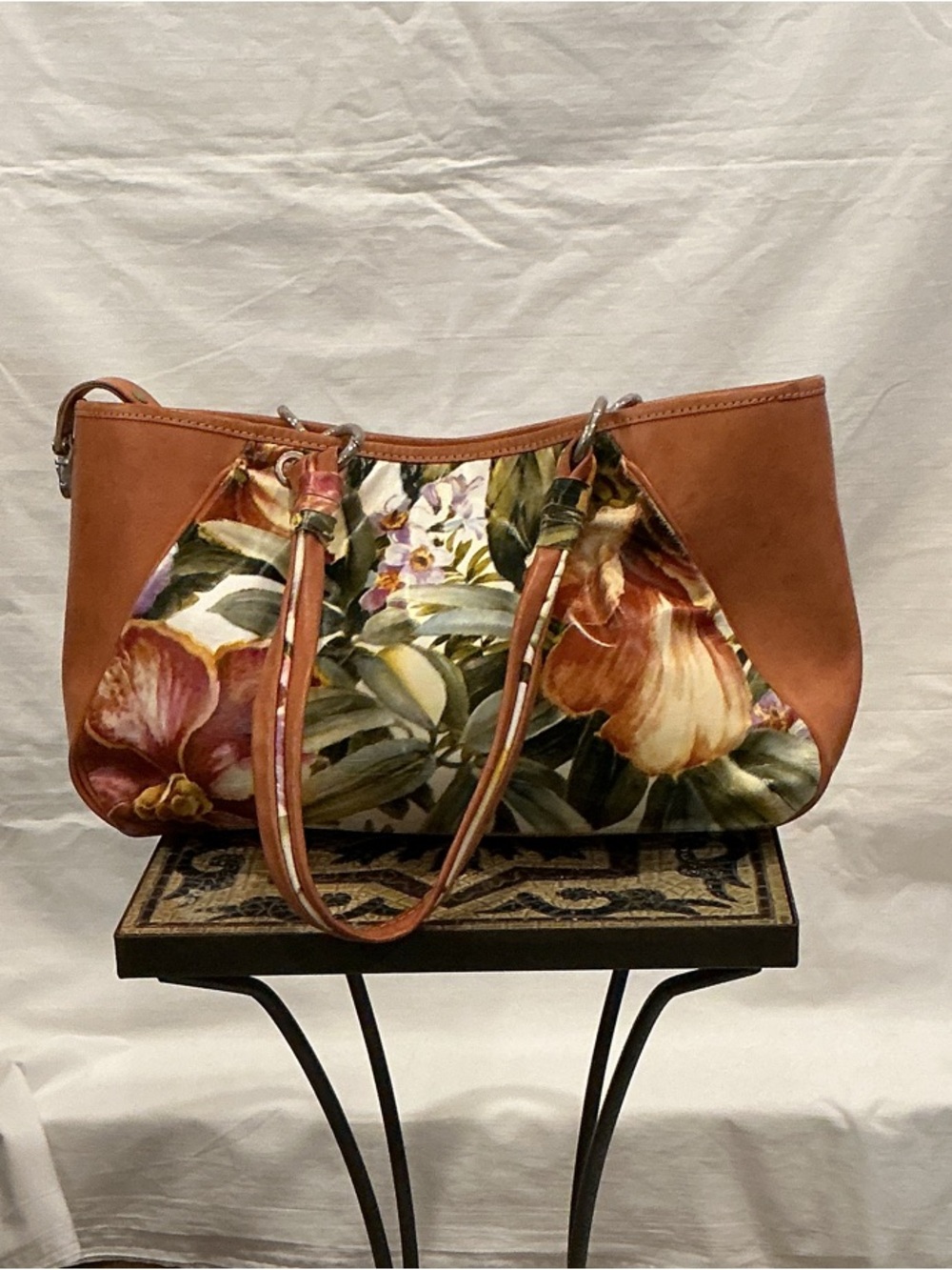 Cecconi Piero Floral Leather Tote Bag